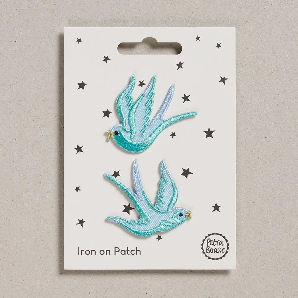 Blue Swallows Iron-On Embroidered Patches