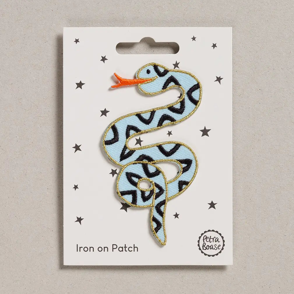 Blue Snake Iron-On Embroidered Patches