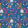 Quilter's Cottage Garden on Navy Blue