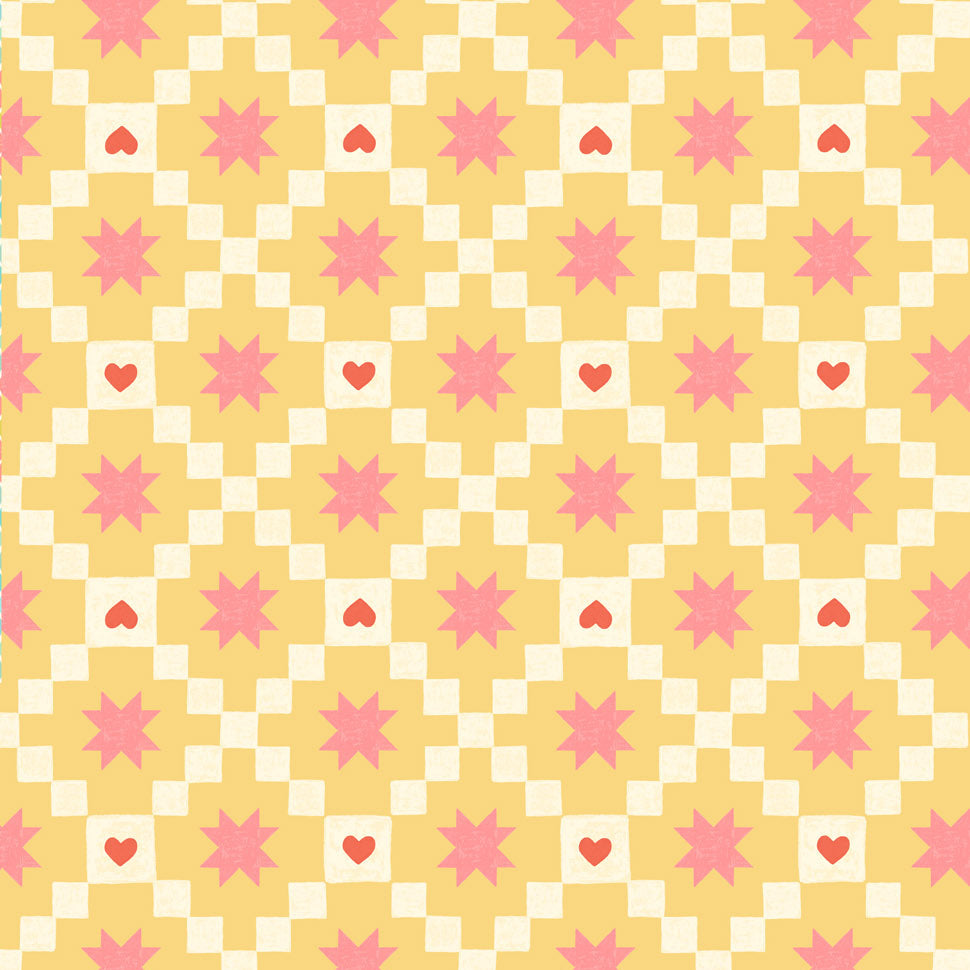 Hearts Stars on Yellow
