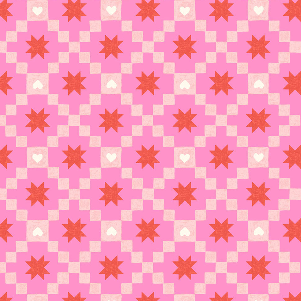 Hearts Stars on Pink