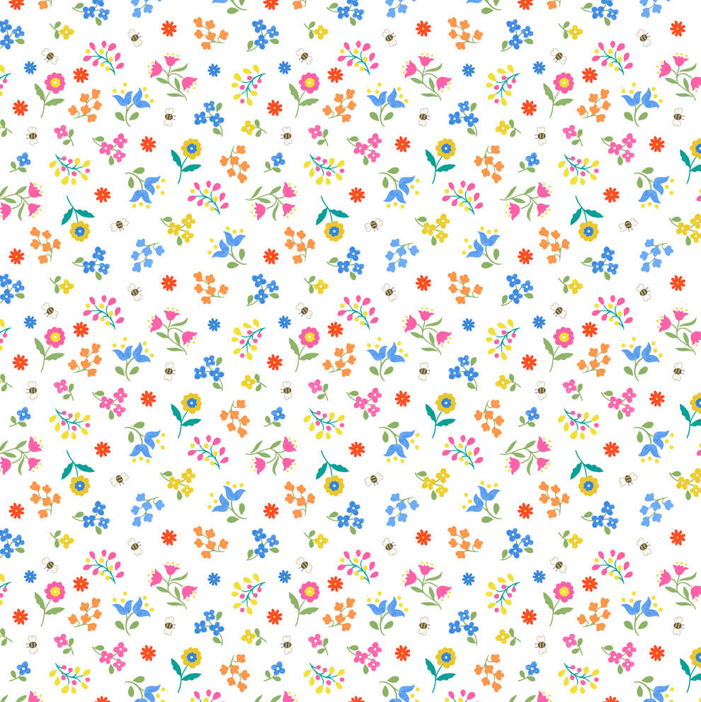 Garden Flowers on Cream
