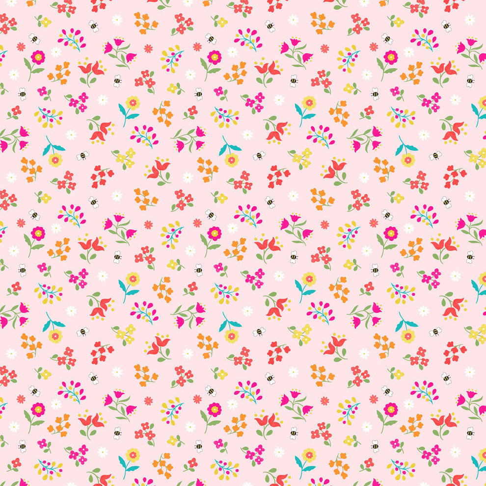 Garden Flowers on Pink
