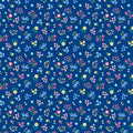 Garden Flowers on Dark Blue