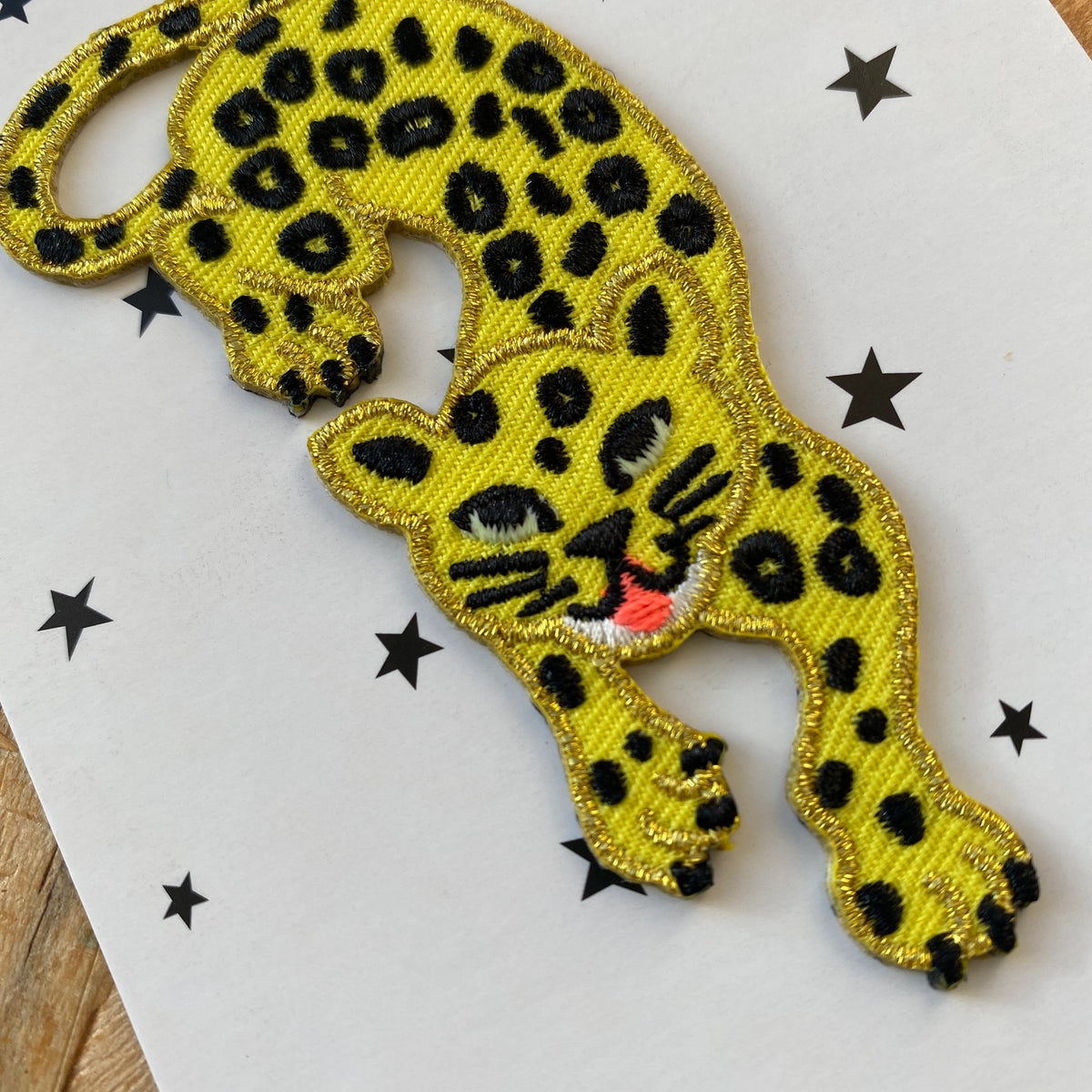 Leaping Leopard Iron-On Embroidered Patch