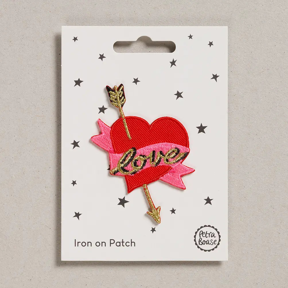 Love Heart Iron-On Embroidered Patch