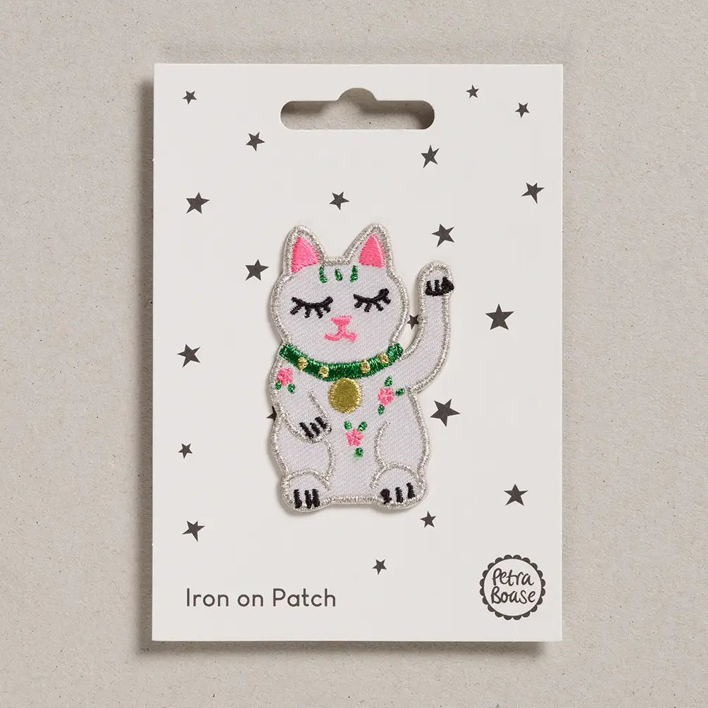 Lucky Cat Iron-On Embroidered Patch
