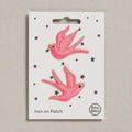 Pink Swallows Iron-On Embroidered Patches
