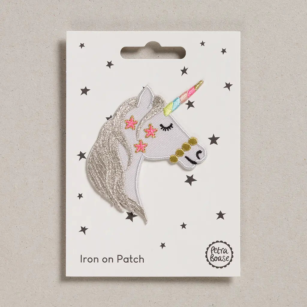 Unicorn Head Iron-On Embroidered Patch