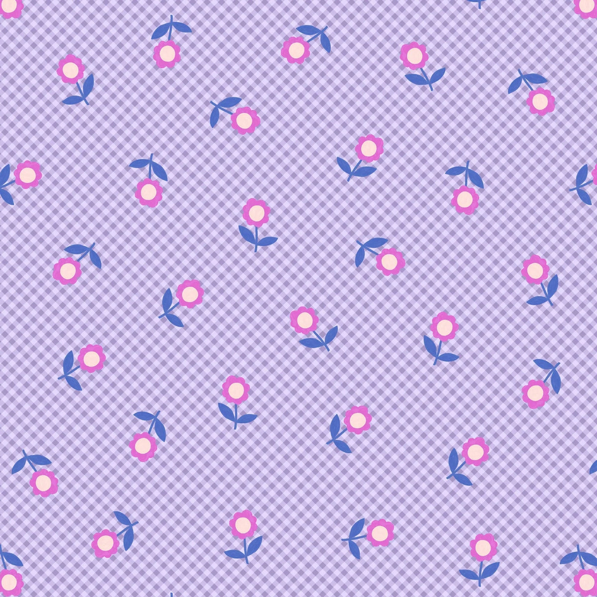 Lavender Micro Gingham Flowers