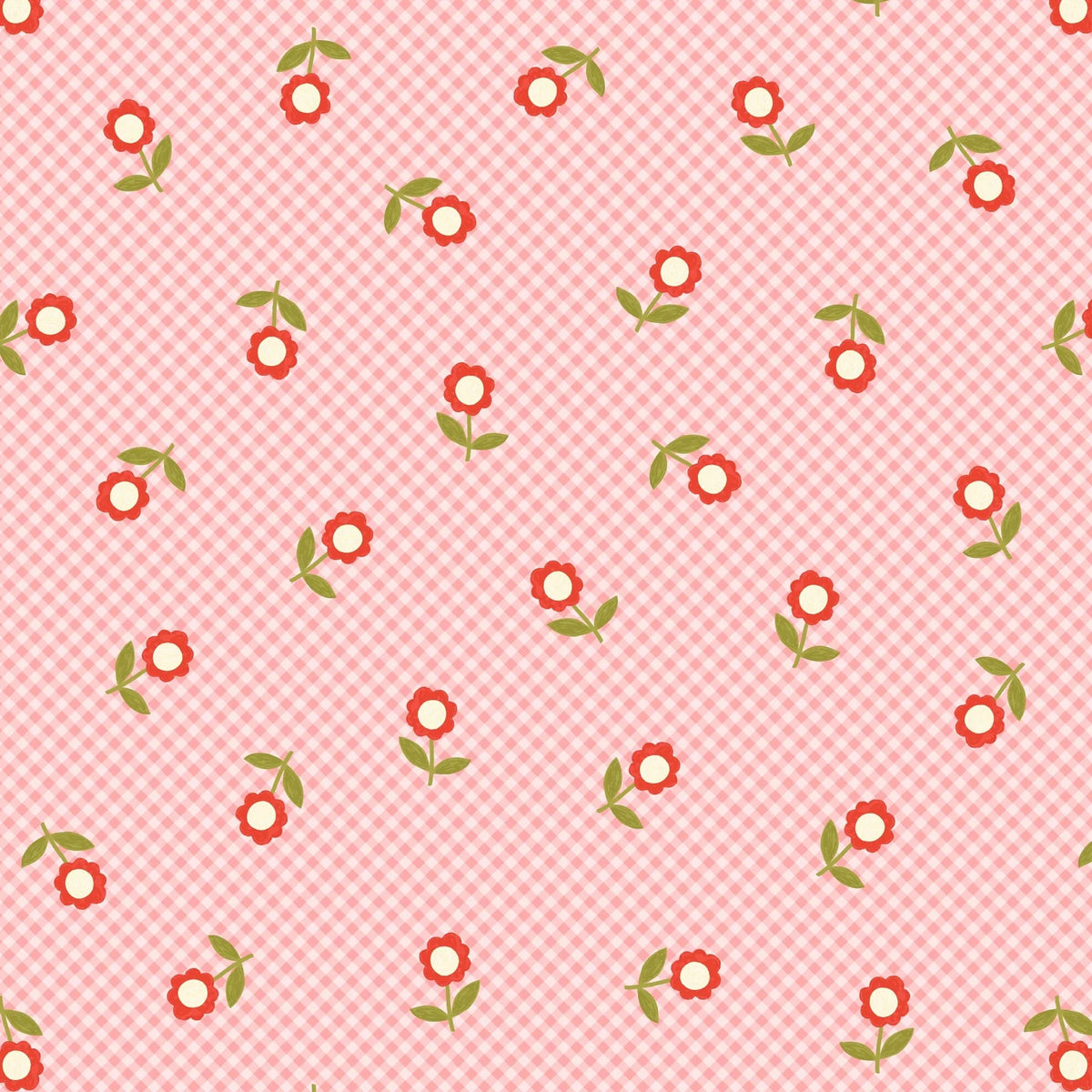 Pink Micro Gingham Flowers