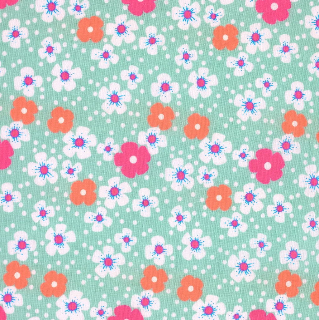 Water Green Island Flowers Cotton Coupon