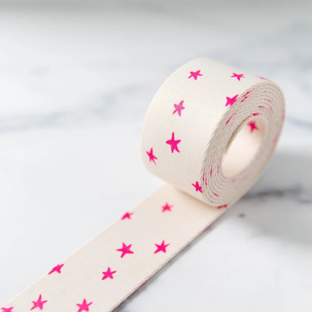 1.5" Starry Natural in Pink Webbing
